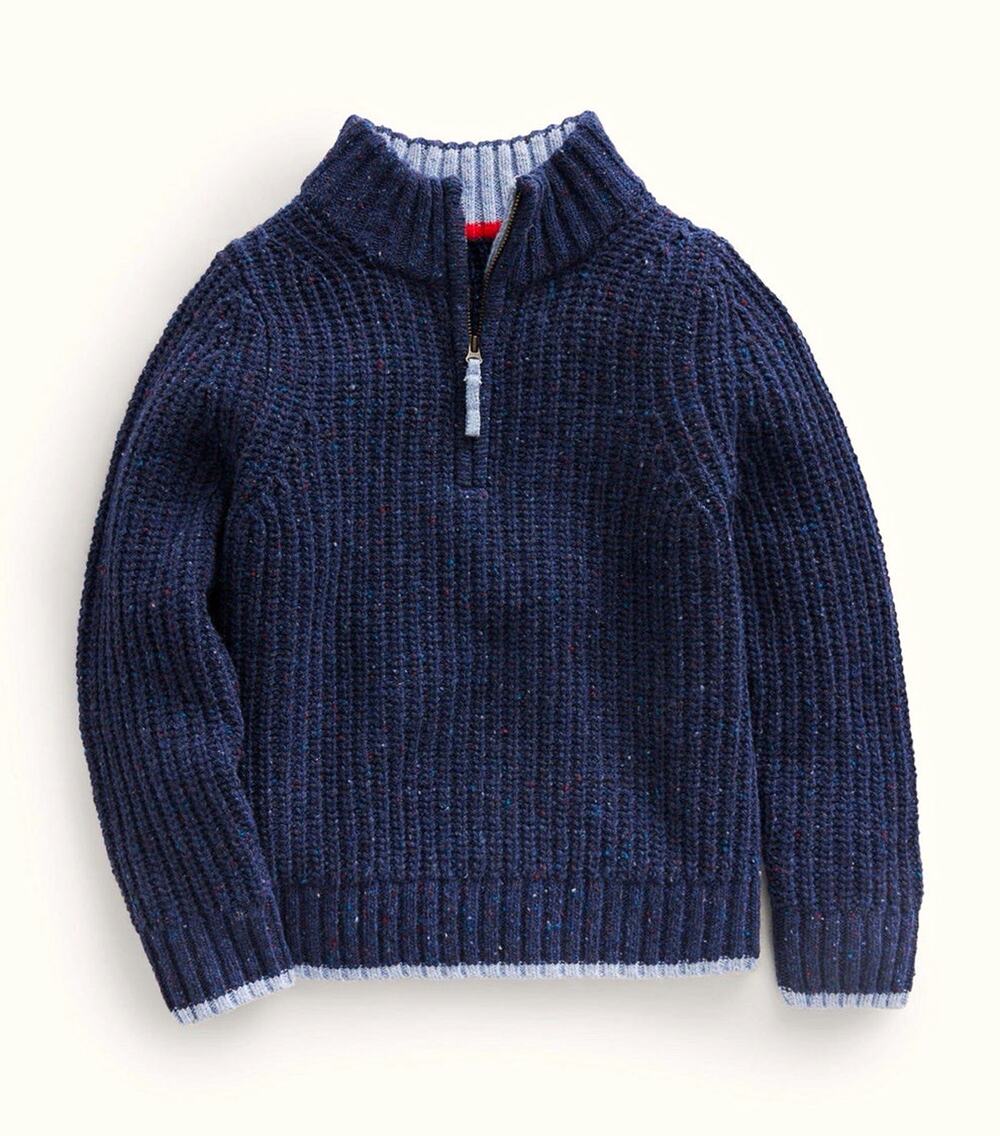 Mini Boden Kids Chunky 1/2 Zip Sweater Jumper 4-5 y Blue Speckle Pullover